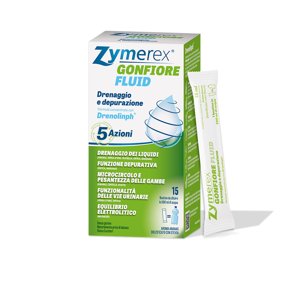 Zymerex Gonfiore Fluid Integratore Drenante e Depurativo 15 bustine