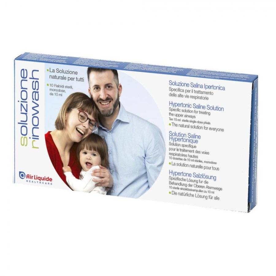 Rinowash Soluzione Salina Ipertonica per Pulizia Naso 10 Fiale da 10 ml
