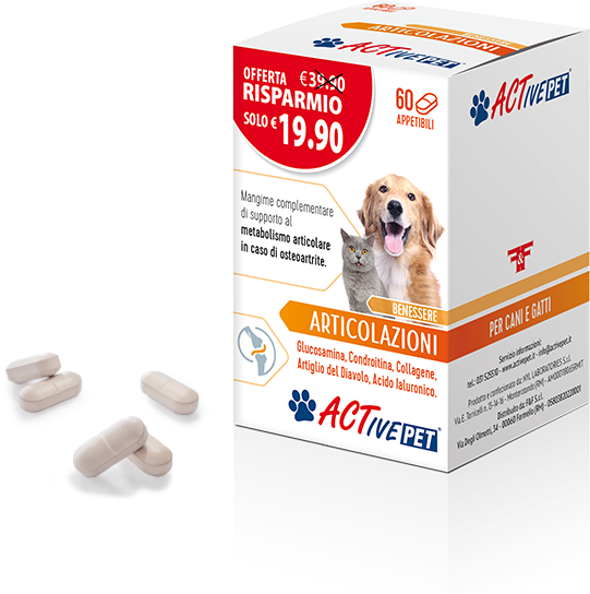 Line Act Activepet Articolazioni Mangime Complementare per il Benessere delle Articolazioni di Cani e Gatti 60 compresse