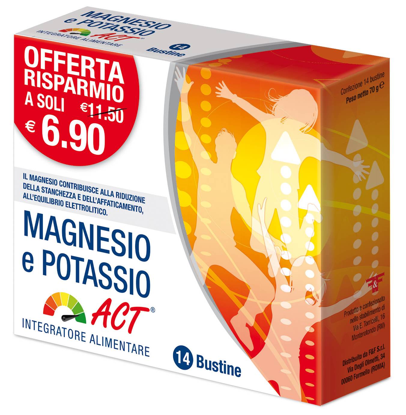 Linea Act Magnesio e Potassio Act Integratore Aimentare 14 bustine
