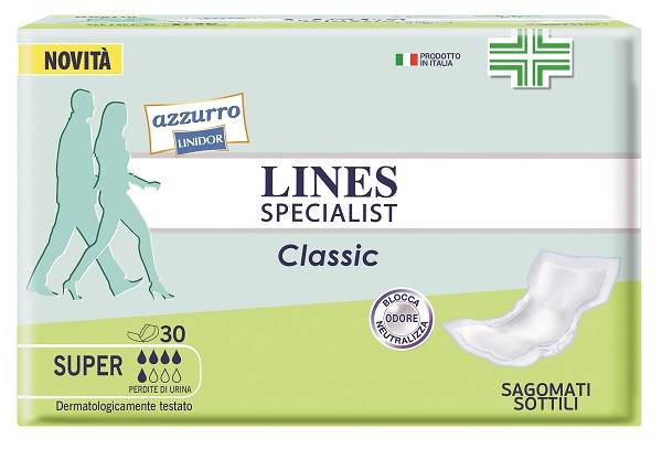 Lines Specialist Classic Pannolone Sagomato Sottile Super 30 Pezzi