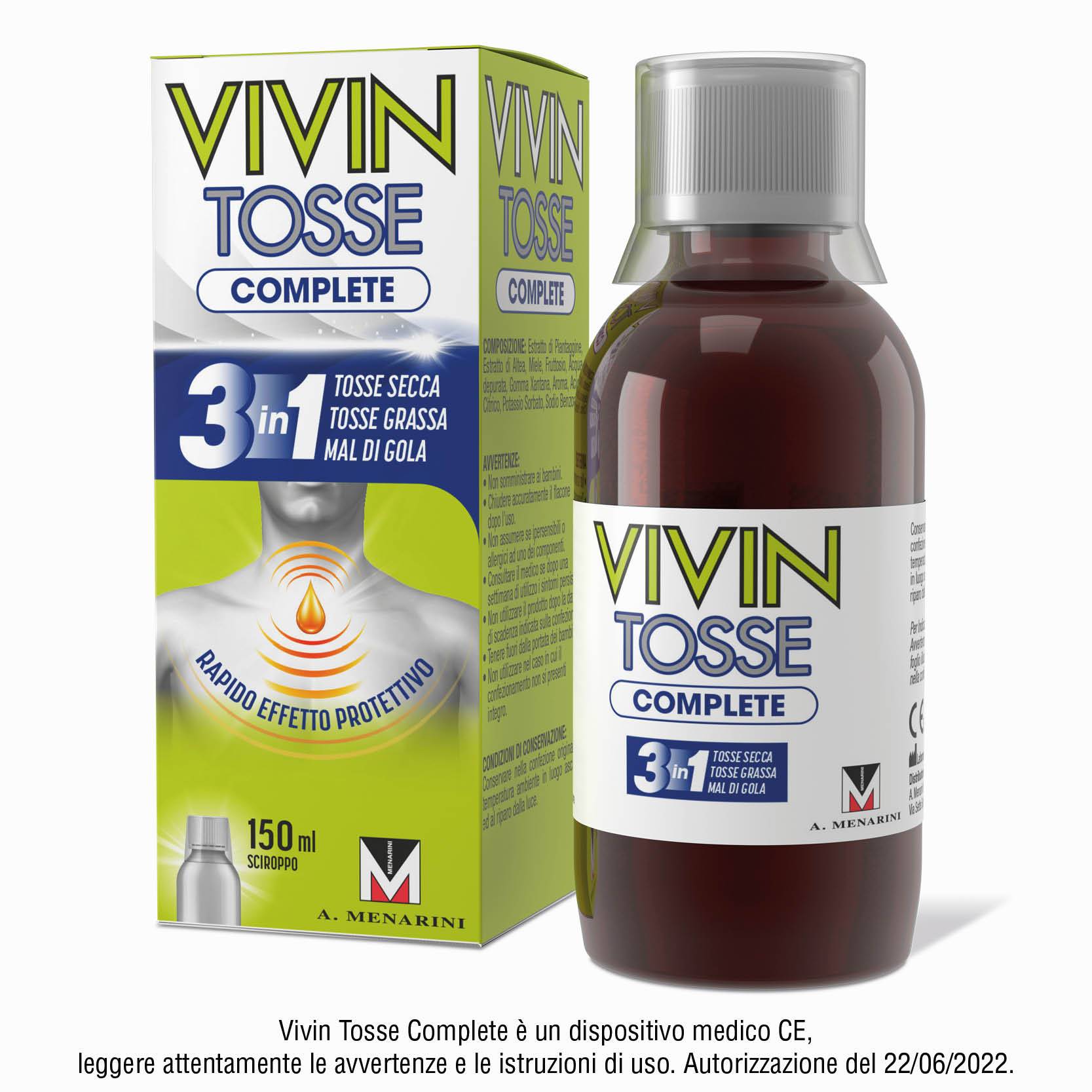 Vivin Tosse Complete Sciroppo per Tosse e Mal di Gola 150 ml
