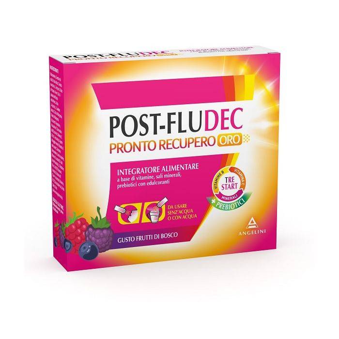 Postfludec Pronto Recupero Oro Integratore Ricostituente Gusto Frutti di Bosco 12 bustine