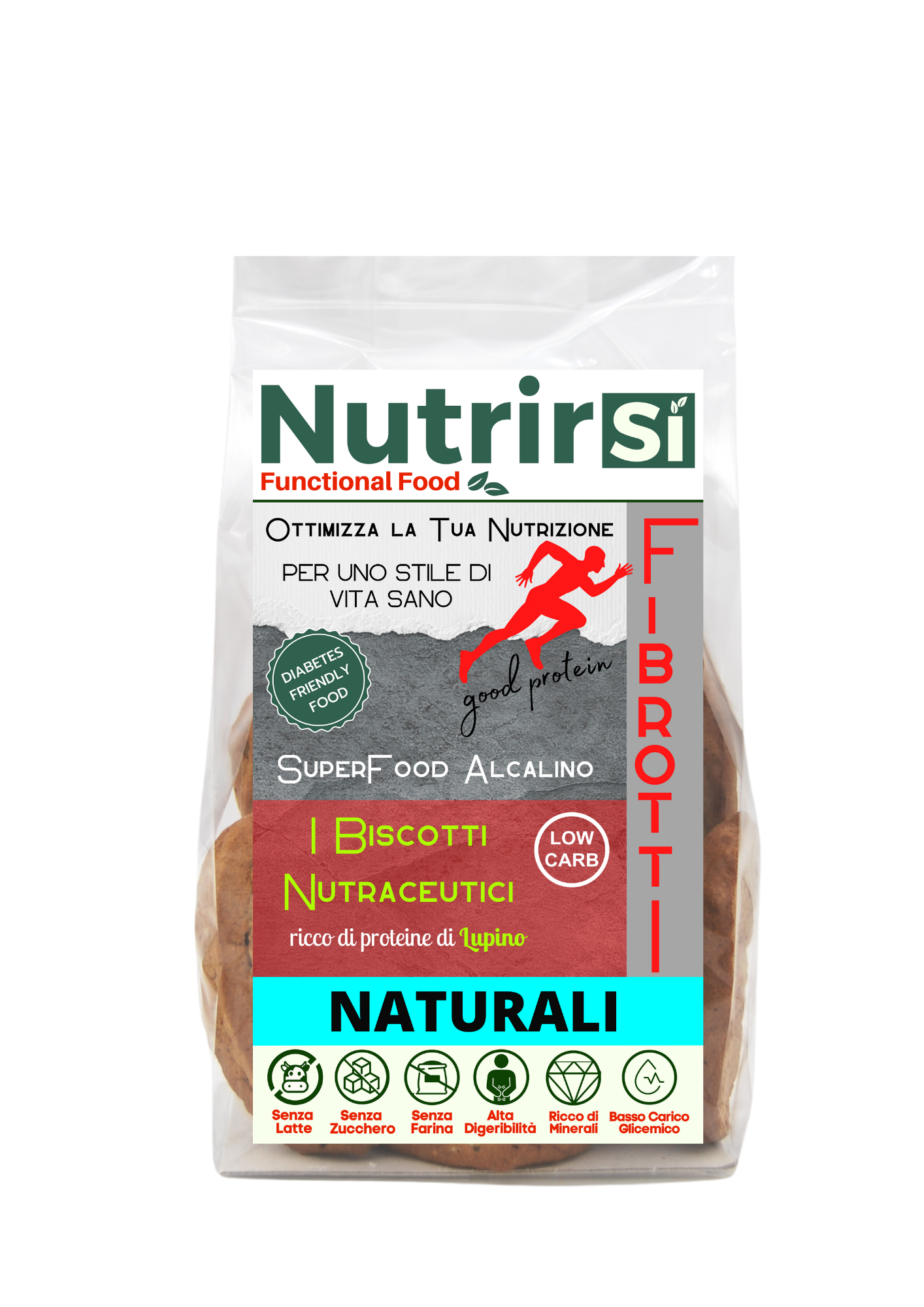 NutrirSi Fibrotti Naturali Biscotti a basso carico glicemico 100 g