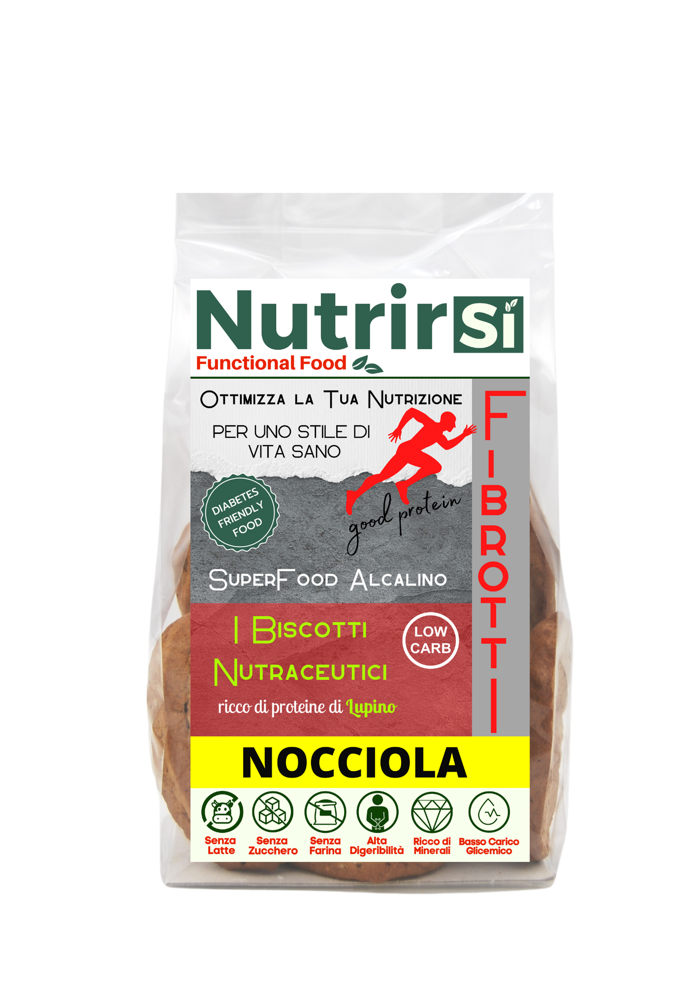 NutrirSi Fibrotti Granella di Nocciola Biscotti a basso carico glicemico 100 g