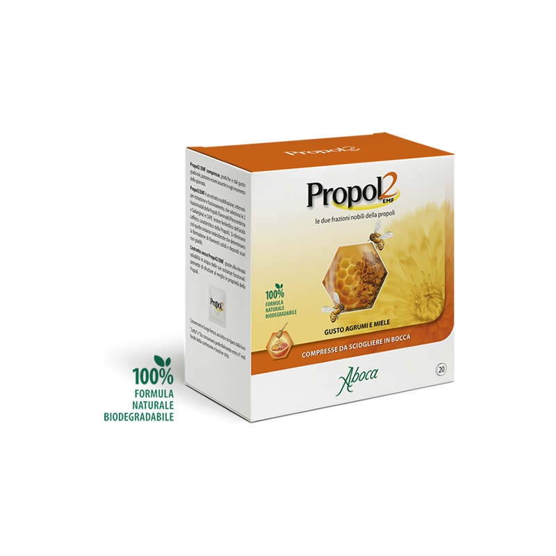 Aboca Propol2 EMF Adulti Integratore per il Mal di Gola a base di Propoli 20 compresse