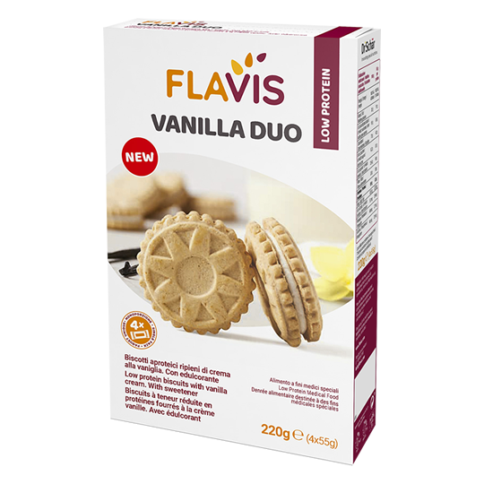 Flavis Vanilla Duo Biscotti Aproteici Ripieni di Vaniglia 220 g