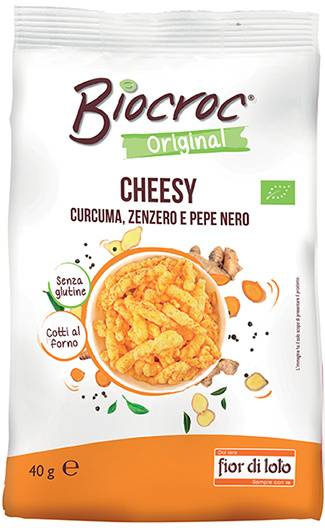 Fior di Loto Biocroc Cheesy Curcuma Zenzero e Pepe Nero Snack Biologico 40 g