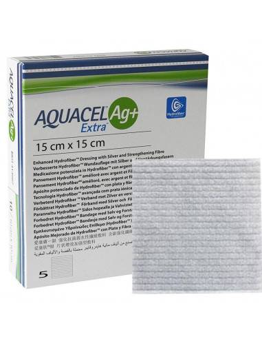 Aquacel Ag + Extra Medicazione In Hydrofiber E Ioni Argento Intessuta In Lyocell 15x15cm 5 Pezzi