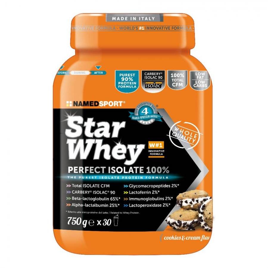 Named Sport Star Whey Cookies&Cream Integratore di Proteine per Sportivi 750 g