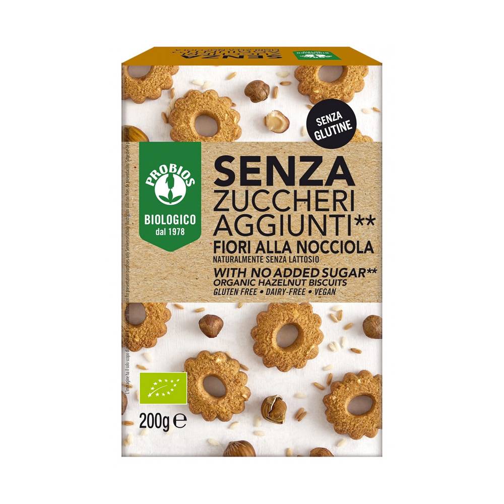 Probios Fiori alla Nocciola Biscotti Senza Zuccheri e Glutine 200 g