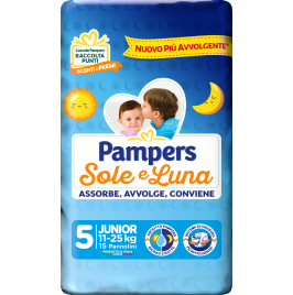 Pampers Sole e Luna Pannolini Taglia 5 Junior (11 - 25 kg) 15 pezzi