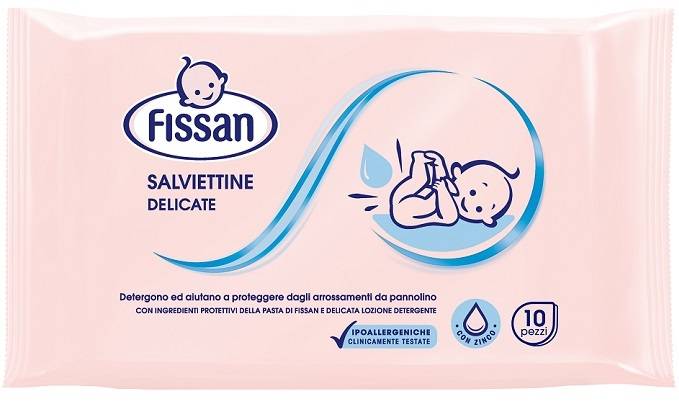 Fissan Salviette Delicate da Viaggio per Viso e Mani e Cambio Pannolino 10 pezzi