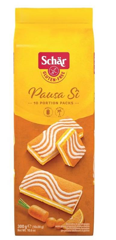 Schar Pausa Sì Merendina di Pan di Spagna gusto carota e arancia 10 porzioni x 30 g