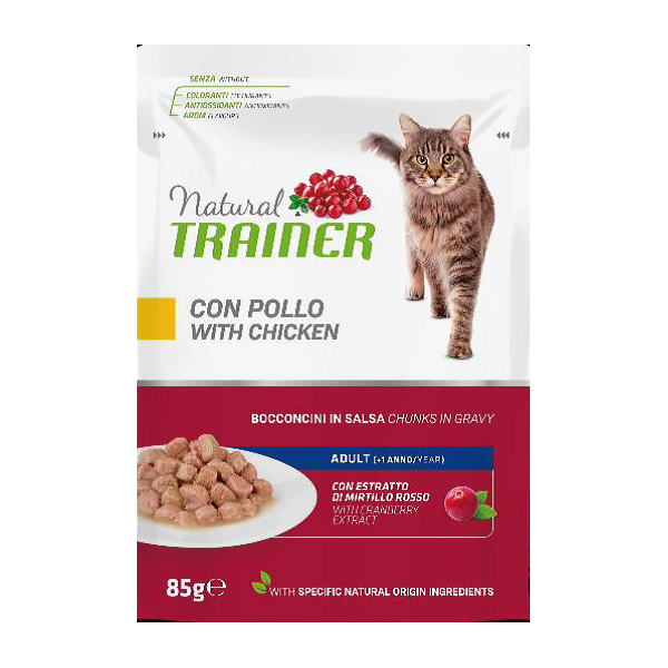 Trainer Natural Cat Adult With Chicken Cibo Umido per Gatti Gusto Pollo Busta 85 g