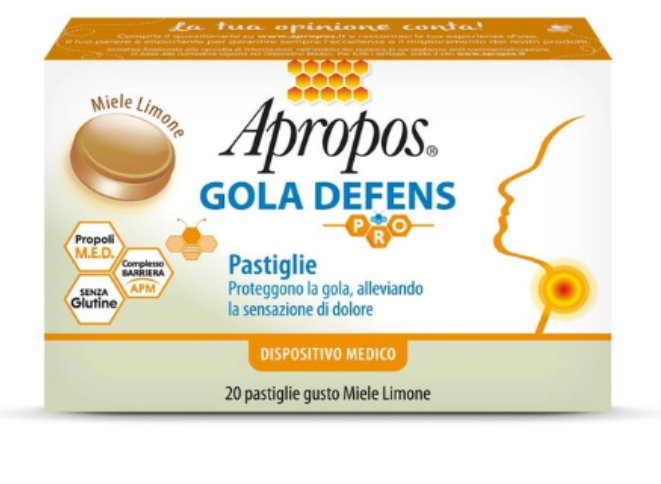 Apropos Gola Defens Pro Integratore per la Gola Gusto Miele e Limone 20 pastiglie