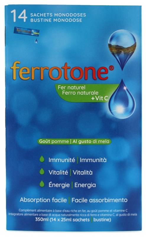 Schwabe Pharma Ferrotone Integratore di Ferro Naturale 14 bustine x 20 ml