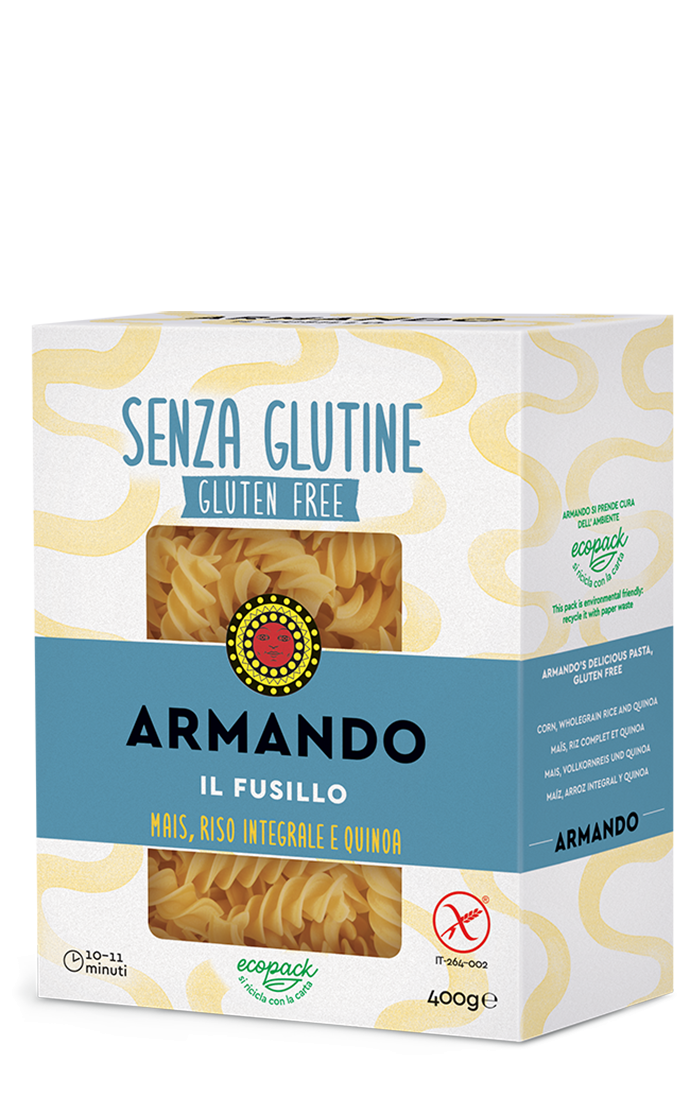 Armando il Fusillo pasta con Mais Riso Integrale e Quinoa Senza Glutine 400 g