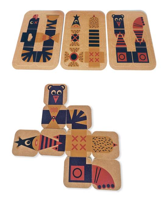 Tonki Kids Mix and Match Tessere di Cartone Gioco Creativo per Bambini