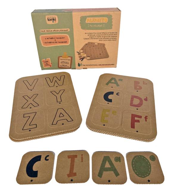 Tonki Kids Alfabeto Lettere Tessere di Cartone Gioco per Imparare l'Alfabeto