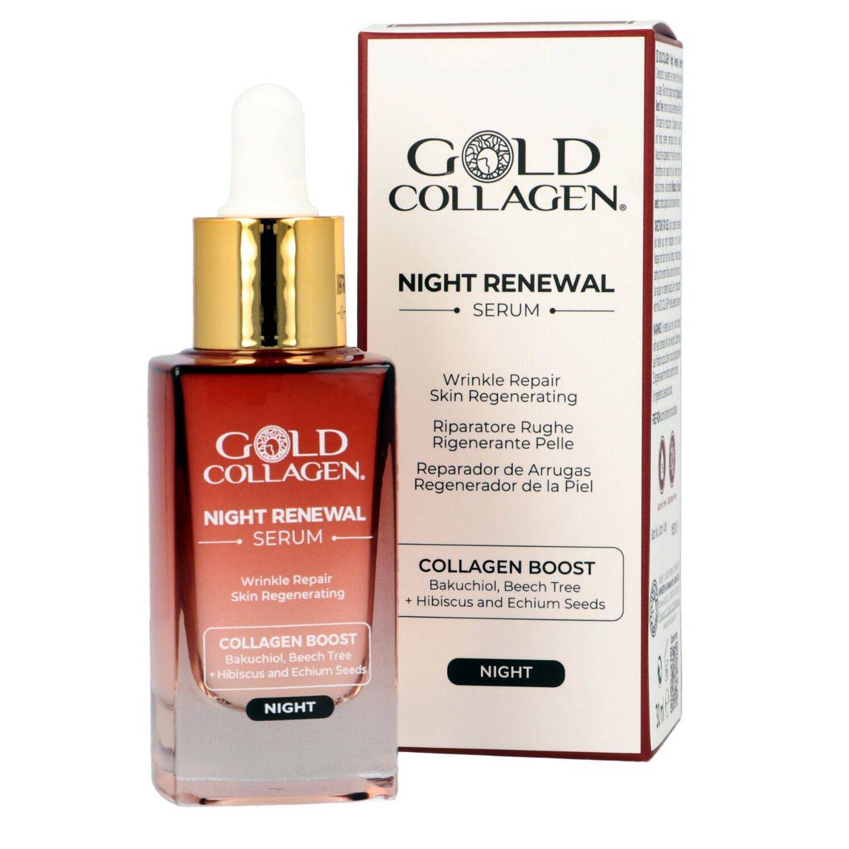 Gold Collagen Night Renewal Serum Siero Viso Riparatore Antirughe 30 ml