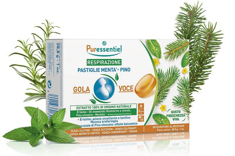 Puressentiel Pastiglie Gola Voce Menta e Pino Gusto Freschezza Viva 44 g