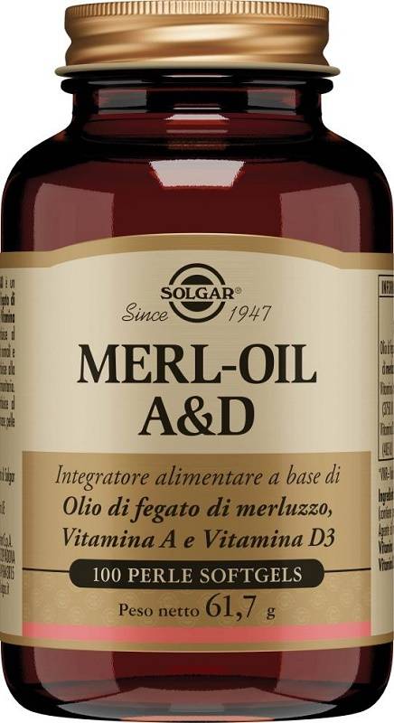 Solgar Merl Oil A&D Integratore Multivitaminico 100 perle softgel