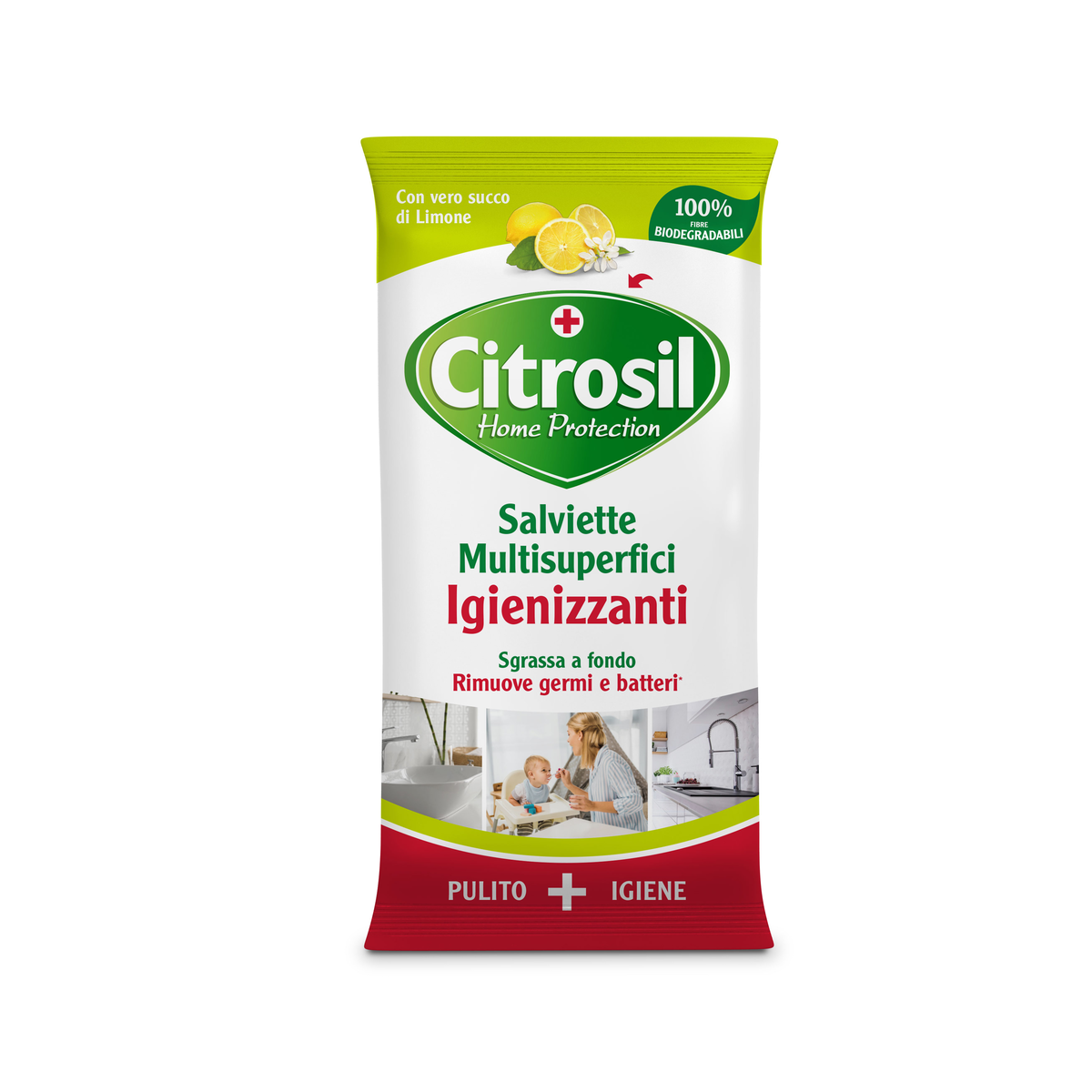 Citrosil Home Protection Salviette Multisuperfici Igienizzanti Limone 40 panni