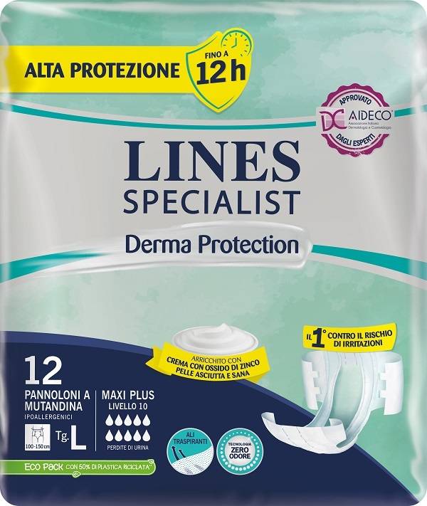 Lines Specialist Derm AP Pannolone a Mutandina per Incontinenza Misura L 12 pezzi