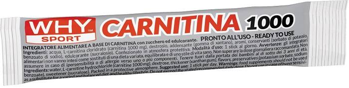 Whysport Carnitina 1000 Integratore Tonico Energizzante 1 gel stick da 10 ml