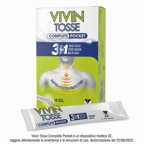 Vivin Tosse Complete Pocket Sciroppo per Tosse e Mal di Gola 14 bustine monodose