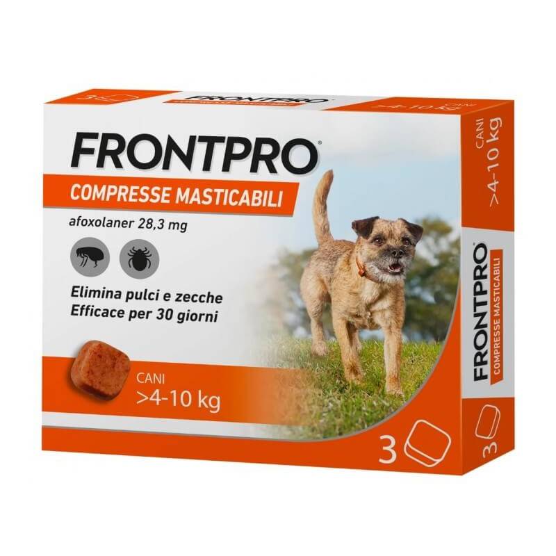 Frontpro Antiparassitario in Compresse Masticabili per Cani 4 - 10 kg 3 compresse 28,3 mg