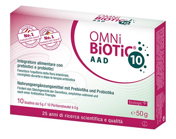 Omni - Biotic AAD Integratore per Equilibrio Flora Intestinale 10 Bustine