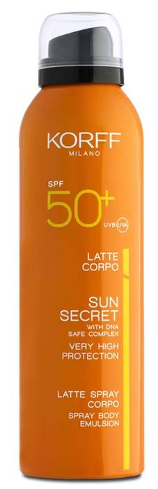 Korff Sun Secret Latte Spray Corpo SPF50+ Protezione Solare Molto Alta 200 ml