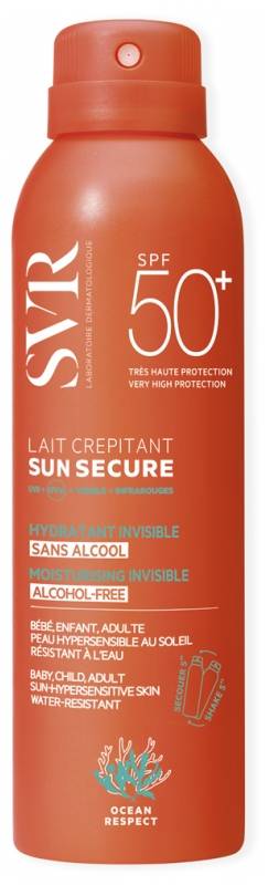 SVR Sun Secure Lait Crepitant SPF50+ Protezione Solare per Adulti e Bambini 200 ml