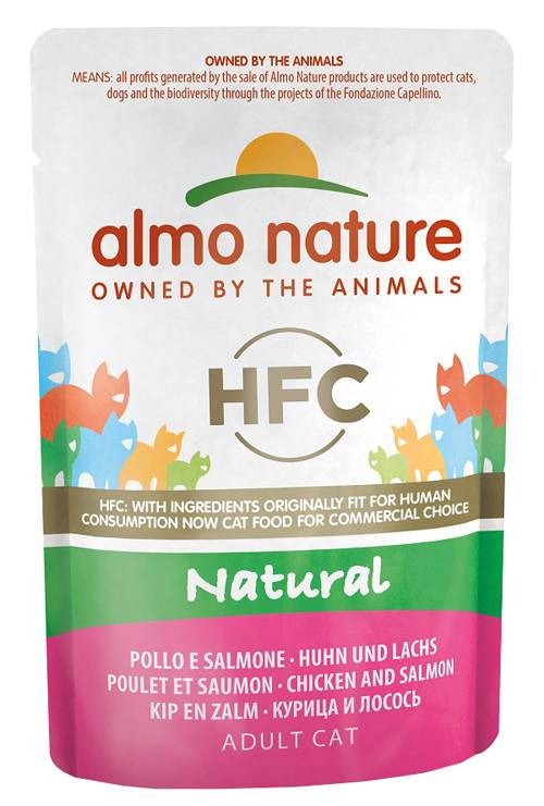 Almo Nature Natural HFC Cibo Umido per Gatti Gusto Pollo e Salmone 55 g