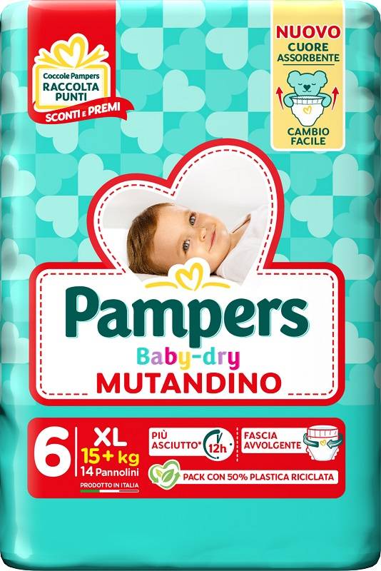 Pampers Baby Dry Pannolino per Bambini a Mutandina Misura 6 (15+ kg) 14 pannolini