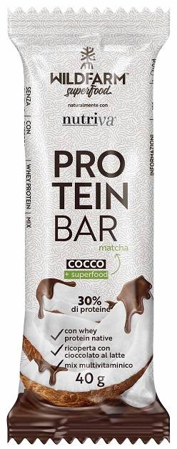 Wildfarm Protein Bar Barretta Proteica al Cocco con Superfood Matcha 40 grammi