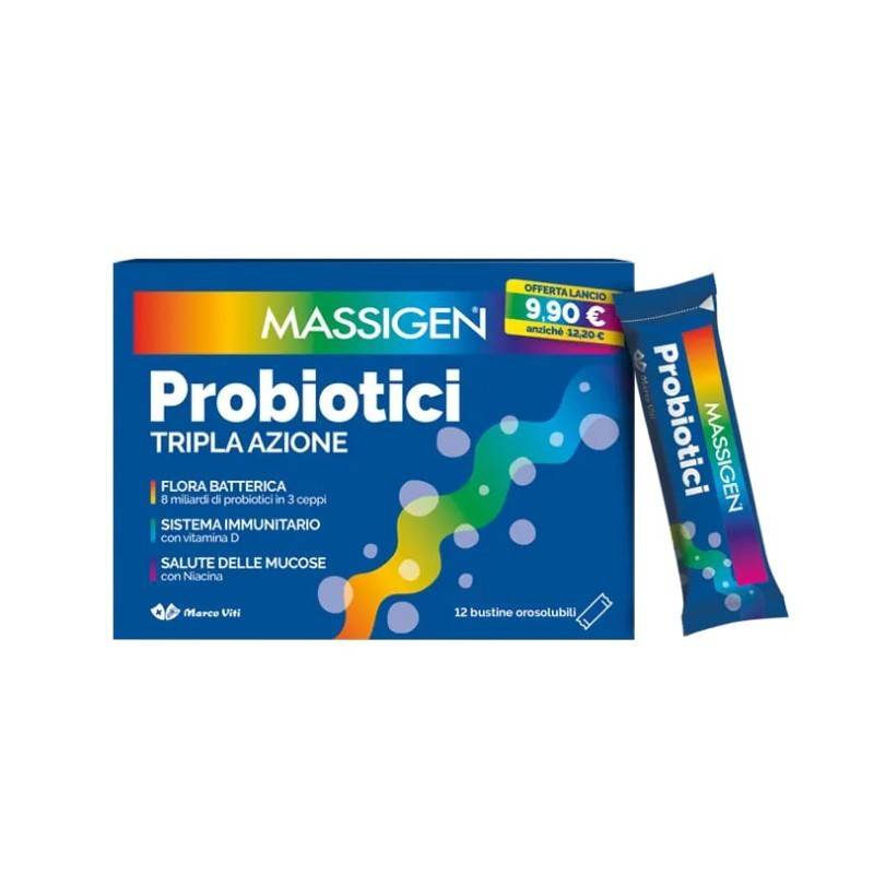 Massigen Probiotici Tripla Azione 12 Stick Pack