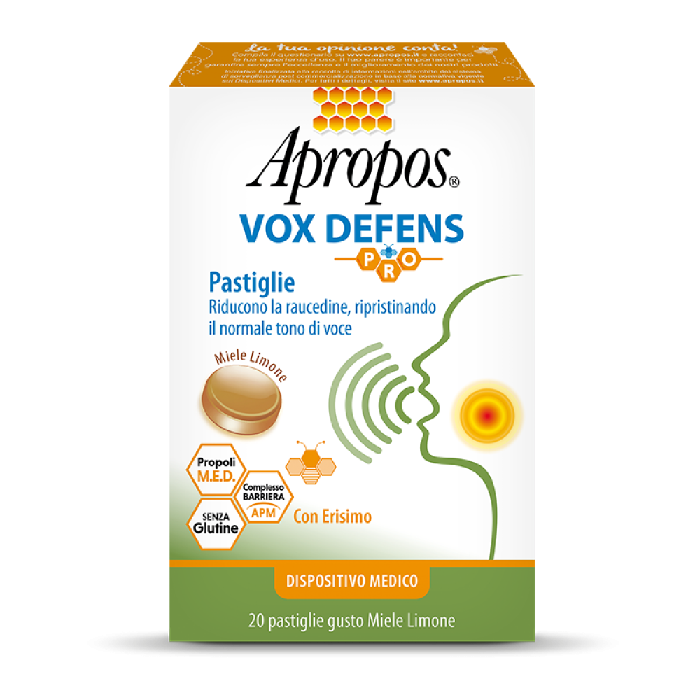 Apropos Vox Defens Pro Contro la Raucedine Gusto Miele e Limone 20 pastiglie