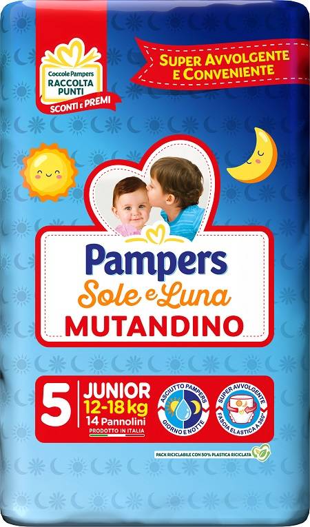 Pampers Sole & Luna Pannolino mutandino Taglia Junior 5 (12 - 18Kg) 14 Pannolini