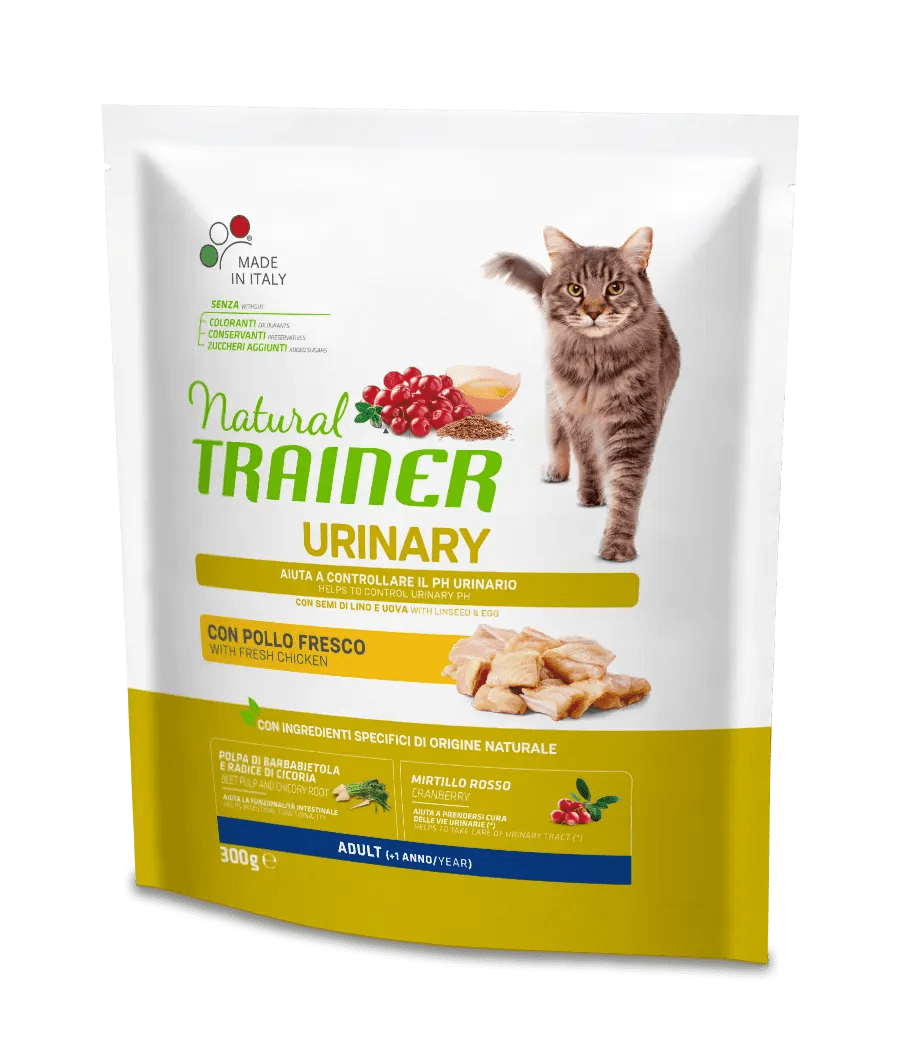 Natural Trainer Cat Urinary Cibo Secco per Gatti Adulti Gusto Pollo 300 g