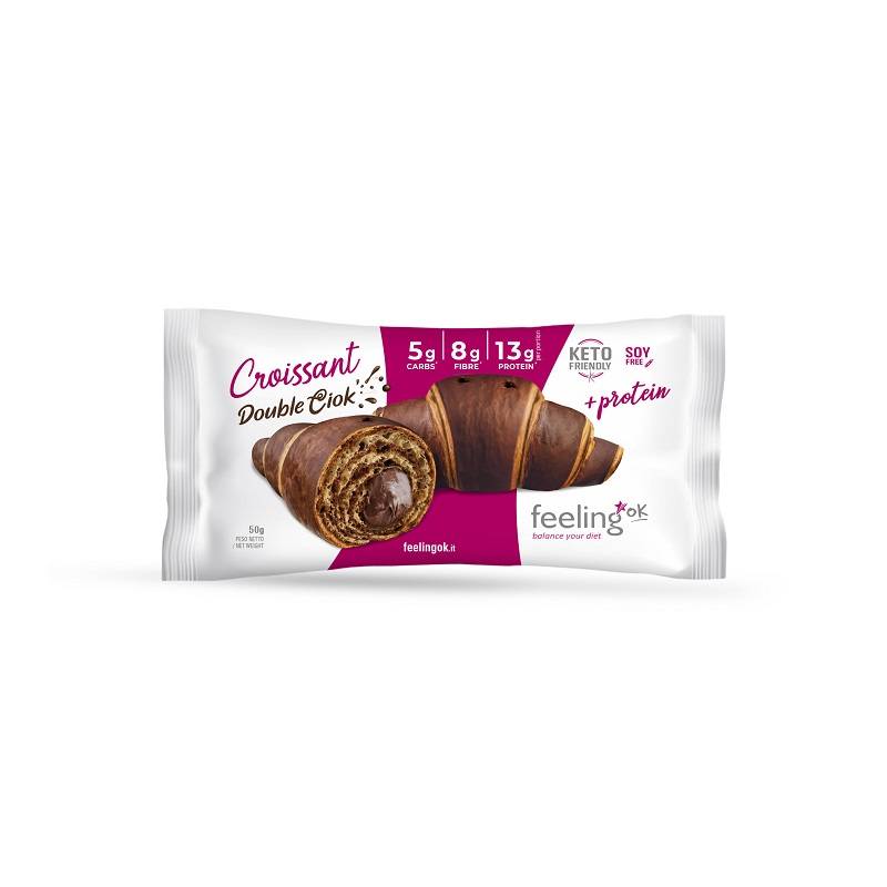 FeelinOk Double Ciock + Protein Croissant al Doppio Cioccolato 50 g
