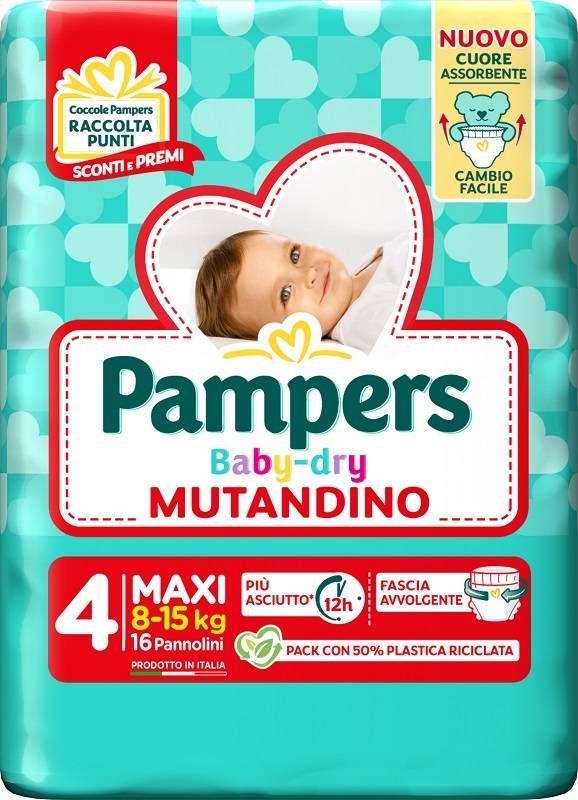 Pampers Baby Dry Pannolino per Bambini a Mutandina Misura 4 (8 - 15 kg) 16 pannolini