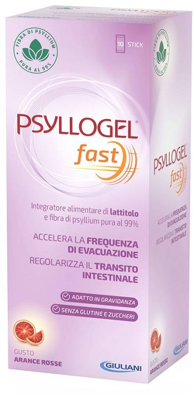 Nathura Psyllogel Fast Integratore per il Transito Intestinale Gusto Arance Rosse 10 stick