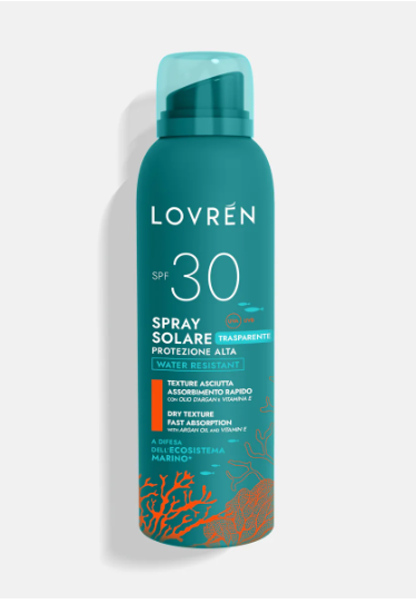 Lovren Spray Solare Trasparente Viso e Corpo SPF30 Protezione Alta 150 ml