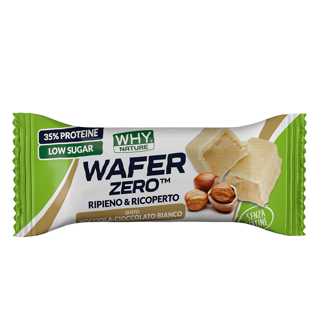 WHYnature Wafer Zero Nocciola e Cioccolato Bianco Bianco Biscotto Proteico 35 g