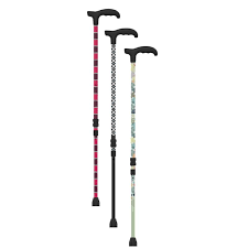 Farmacare Bastone da Passeggio in Lega Righe con Impugnatura di Legno