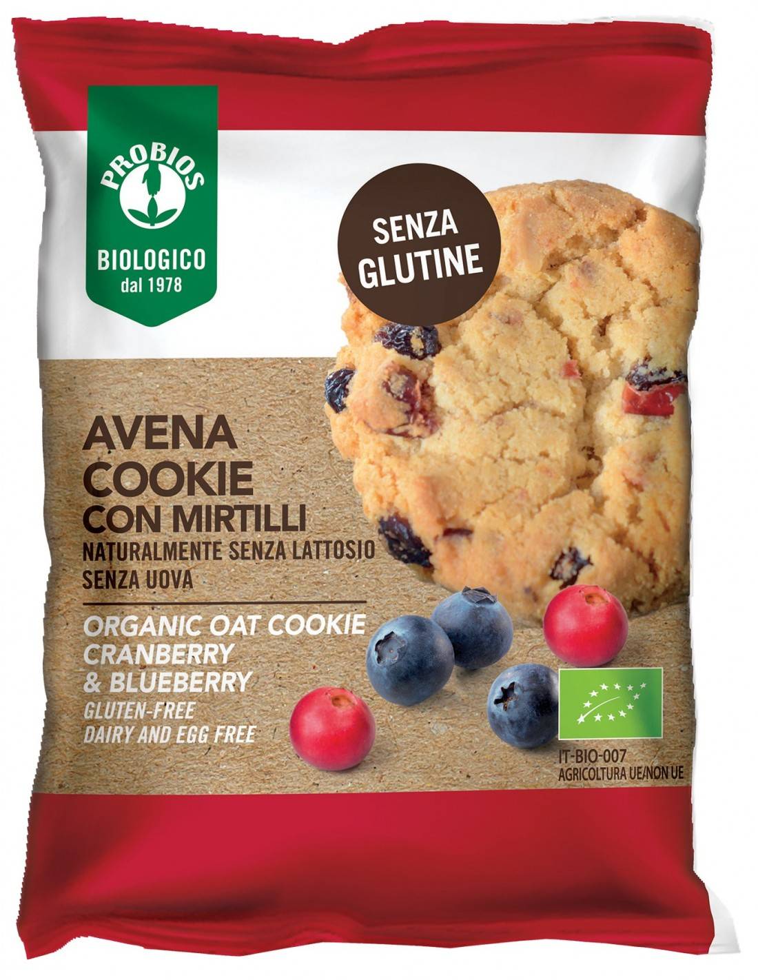 Probios Avena Cookie con Mirtilli Biscotti senza glutine 40 g
