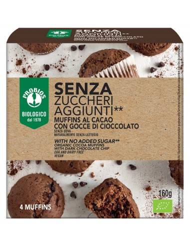 Probios Muffin Dark Gocce di Cioccolato senza zuccheri 4 pezzi da 40 g